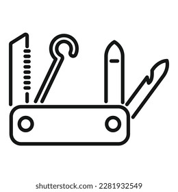 Taschenmesser-Ikone Umrandungsvektor. Army Multitool. Metallkit