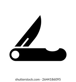 Pocket knife icon set. army small penknife tool vector symbol in black filled and outlined