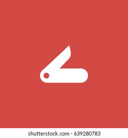 Pocket Knife Icon. Sign Design. Red Background