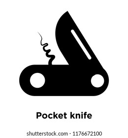 Pocket knife icon vector isolated on white background, logo concept of Pocket knife sign on transparent background, filled black symbol