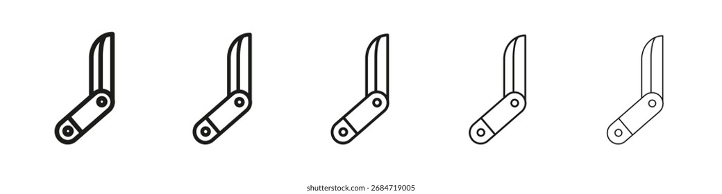 Signo de ilustración de conjunto de contorno de Vector de icono de cuchillo de bolsillo