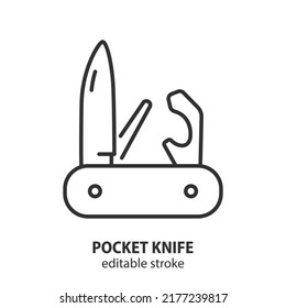 Pocket knife line icon. Multi knife vector sign. Editable stroke.