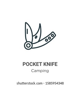 Pocket knife outline vector icon. Thin line black pocket knife icon, flat vector simple element illustration from editable camping concept isolated on white background