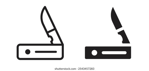 Taschenmesser, Vektorsymbol in Schwarz.