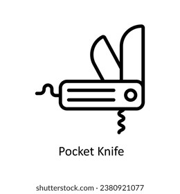 Ilustración de diseño del contorno del vector Pocket Knife. Símbolo del archivo EPS 10 de fondo blanco 