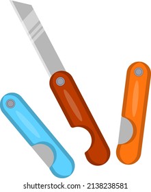 Cuchillos de bolsillo, ilustración, vector sobre un fondo blanco.