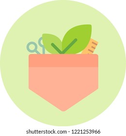 Pocket with Leafs Ruler and Scissors DIY Zero Waste Recycling