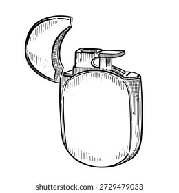 pocket lighter vector line art hand drawn illustration
