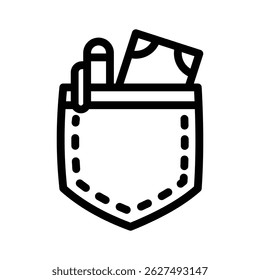 ícone pocket line ilustração gráfico vetorial. Elemento simples ilustração vetor gráfico, adequado para aplicativo, sites e apresentações isolados no fundo branco