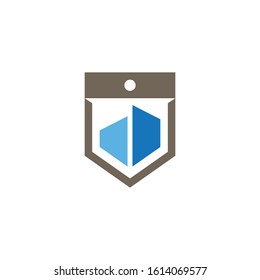 pocket logo vector with building realty element