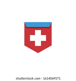 pocket logo vector with health element template