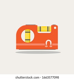 Pocket Mini  Spirit Level Tool. Small magnetic bubble level.  Flat style vector illustration.