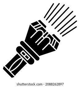 Pocket miniature flashlight for mobile lighting. A small powerful flashlight for night light. Vector icon, glyph, isolated