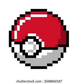 Esfera de circulo redondo blanco y rojo de bolsillos Monster Pet Ball 8 bit Pixel Art