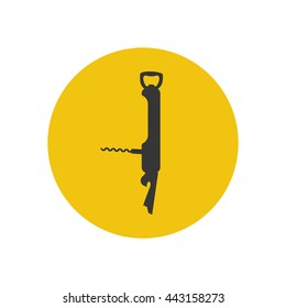 Pocket multi tool silhouette on the yellow background. Vector illustration