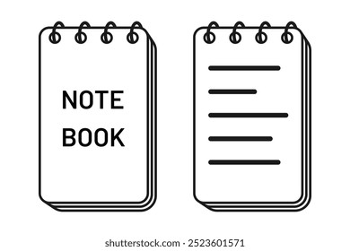 pocket note book line icon vector flat illustration