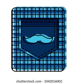 pocket on checkered cloth with mustache vintage design