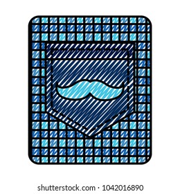 pocket on checkered cloth with mustache vintage design