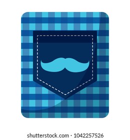 pocket on checkered cloth with mustache vintage design