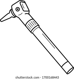 Pocket Otoscope. Medical device. Vector outline icon.