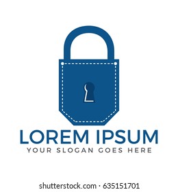Pocket padlock logo design. Pocket app security logo design.