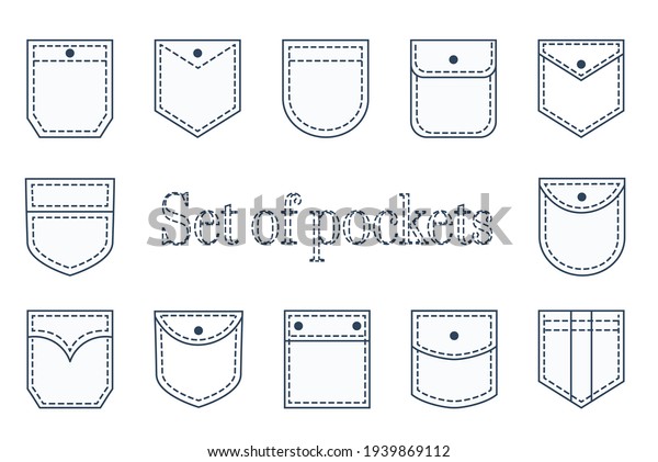 Pocket Patches Textile Uniform Pockets Shapes Stock Vector (Royalty ...