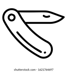 Pocket Penknife Essential Tool for Camping and Outdoor Acitvities Concept, Foldeable Tourism Equipment Sharp Tool Vector Icon design
