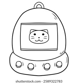 Pocket pet cat game illustration hand drawn outline vector