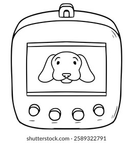 Pocket pet dog game illustration hand drawn outline vector