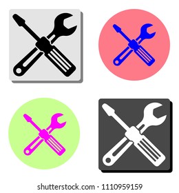 Pocket phillips screwdriver. simple flat vector icon illustration on four different color backgrounds