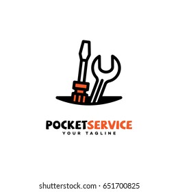 Pocket service logo template design. Vector illustration.