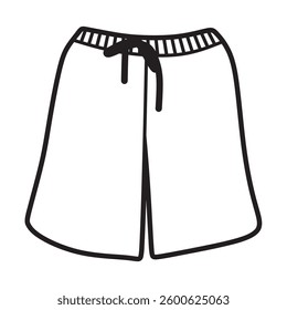 pocket shorts with drawstring, simple line art