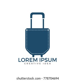 Pocket and suitcase travel abstract vector and logo design.
