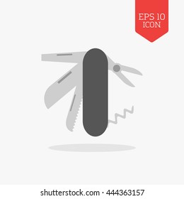 Pocket swiss knife icon. Flat design gray color symbol. Modern UI web navigation, sign. Illustration element