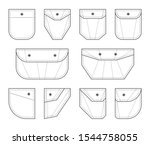 Pocket symbols. Textile sew clothe pockets bag casual style vector template. Vector collection of shirt pockets. 