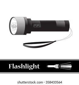 Pocket torch.  Vector illustration of a flashlight isolated on white background. 