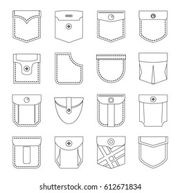 Patch Pocket Set Fabric Cloth Element Stock Vector (Royalty Free ...