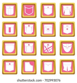 Pocket types icons set in pink color isolated vector illustration for web and any design