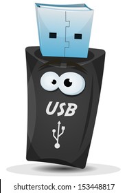 Pocket Usb Key Character/ Illustration of a cartoon pocket usb key character