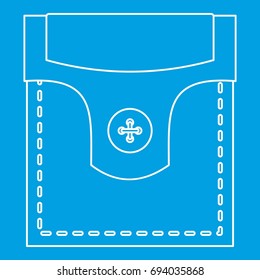 Pocket with valve and button icon blue outline style isolated vector illustration. Thin line sign