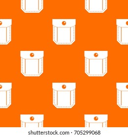 Pocket with valve and button pattern repeat seamless in orange color for any design. Vector geometric illustration