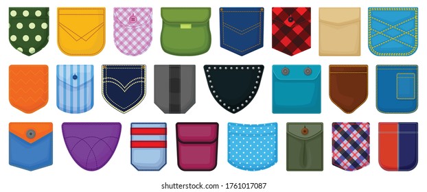 Pocket vector cartoon set icon. Vector illustration fabric pouch on white background. Isolated cartoon set icon pocket.