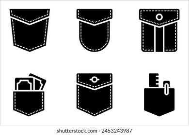 Pocket vector icon set. Modern, simple flat vector illustration on white background