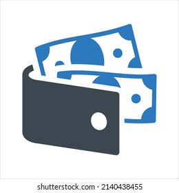 Icono de cartera de bolsillo. Vector y glifo