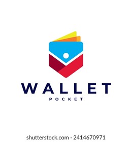 POCKET WALLET LOGO OVERLAPPING VECTOR ICON ILLUSTRATION