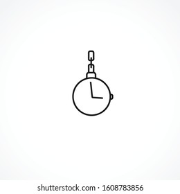 Pocket watch with chain vector icon on white background