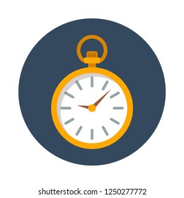 pocket watch flat icon. You can be used pocket watch icon for several purposes like: websites, UI, UX, print templates, presentation templates, info-graphics, web and mobile phone apps.