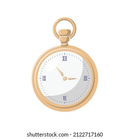 Ilustración plana de Pocket Watch. Limpiar elemento de diseño de iconos en fondo blanco aislado