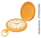 Pocket watch. Golden chain timer in retro style