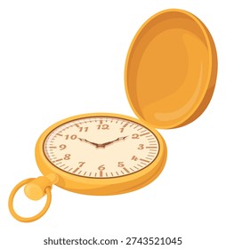 Pocket watch. Golden chain timer in retro style